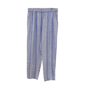 C&C California Blue White 100% Linen Striped Pull On Pants Size M